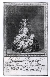 La papesse Jeanne avec son enfant - German School